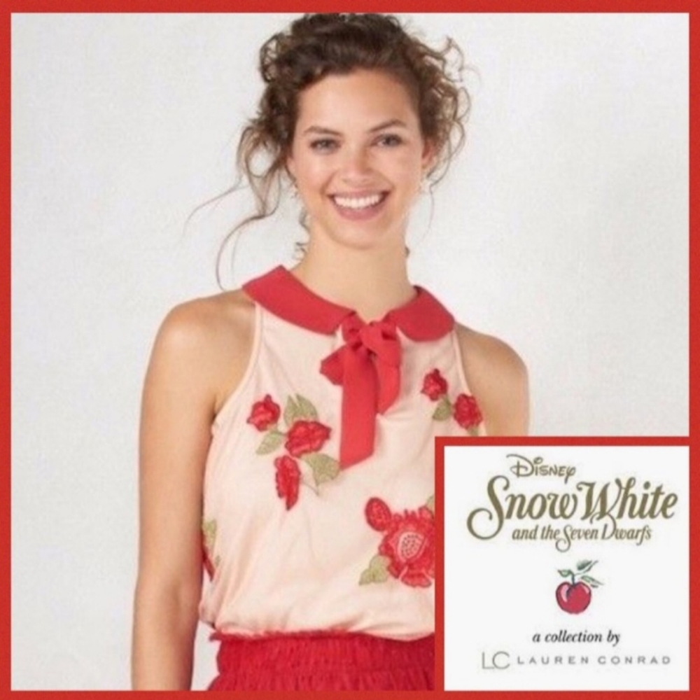 Disney x Lauren Conrad Rose Blouse Peter Pan Collar New